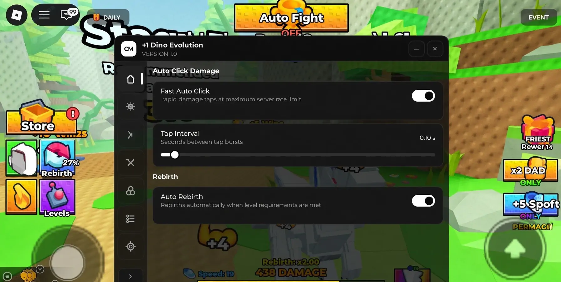 +1 Dino Evolution Script | CM Hub | Auto Click | Instant Wins