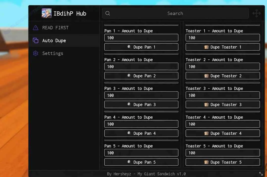 IBdihP Hub - My Giant Sandwich Item Dupe script (NO KEY)