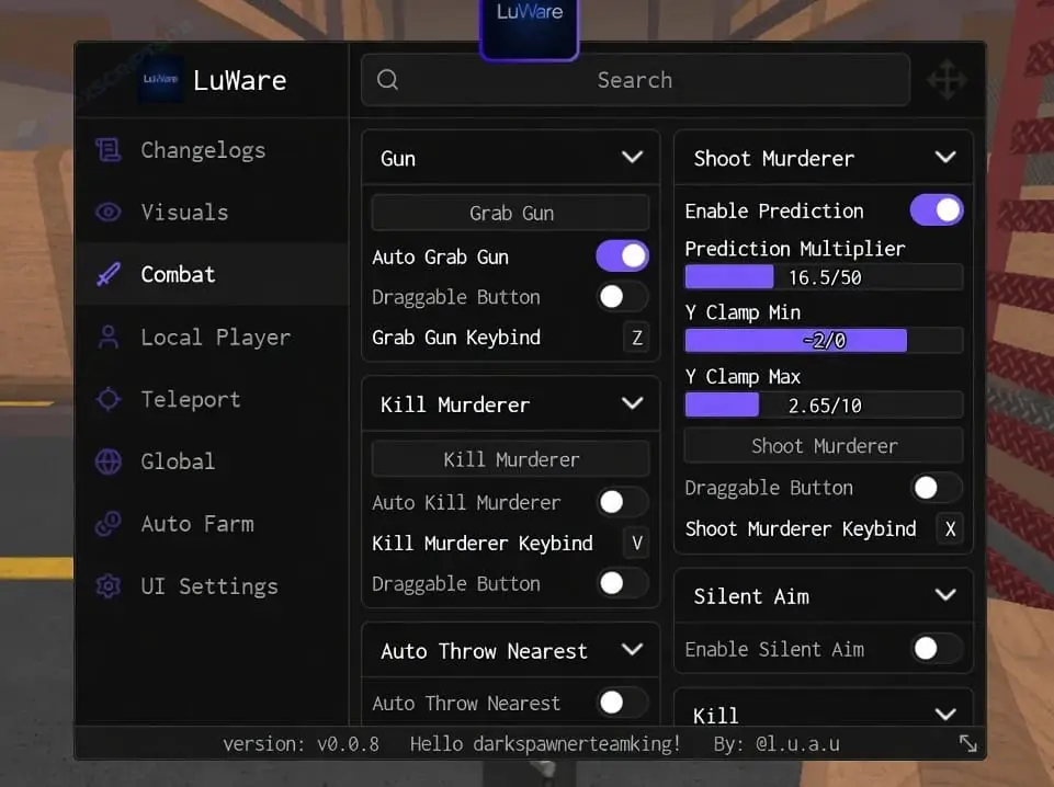 [LuWare] MM2 Silent Aim & Grab Gun (NO KEY)