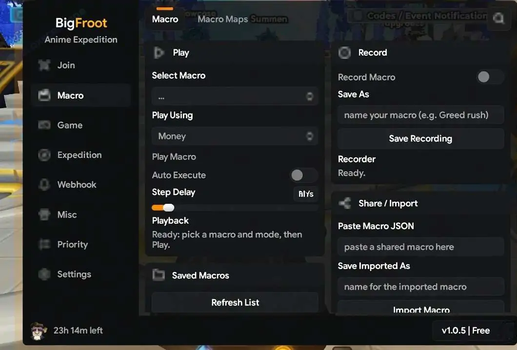 Bigfroot Hub Anime Expeditions Script