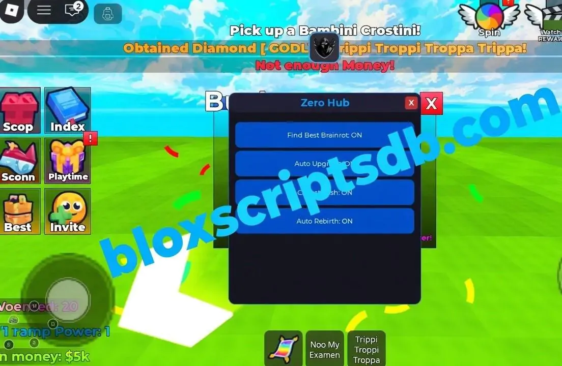 +1 Skate for Brainrots Script | Zero Hub | Auto Upgrade, Collect Cash, Auto Rebirth