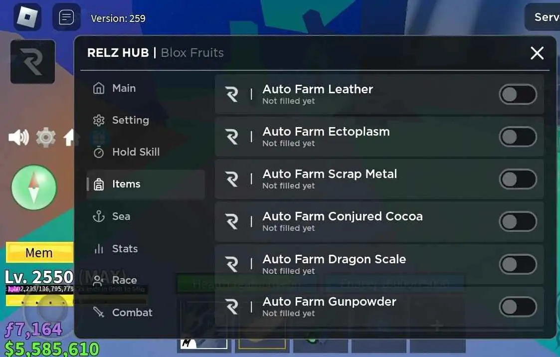 Relz Hub Blox Fruits Script [No Key]