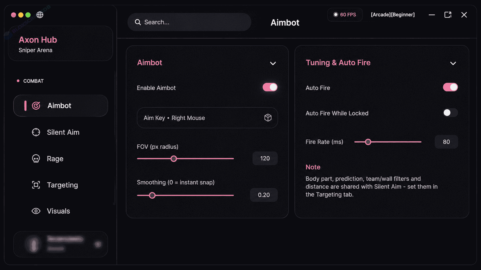 Axon Hub Sniper Arena Script GUI [TRIGGER BOT, ESP, SILENT AIM]