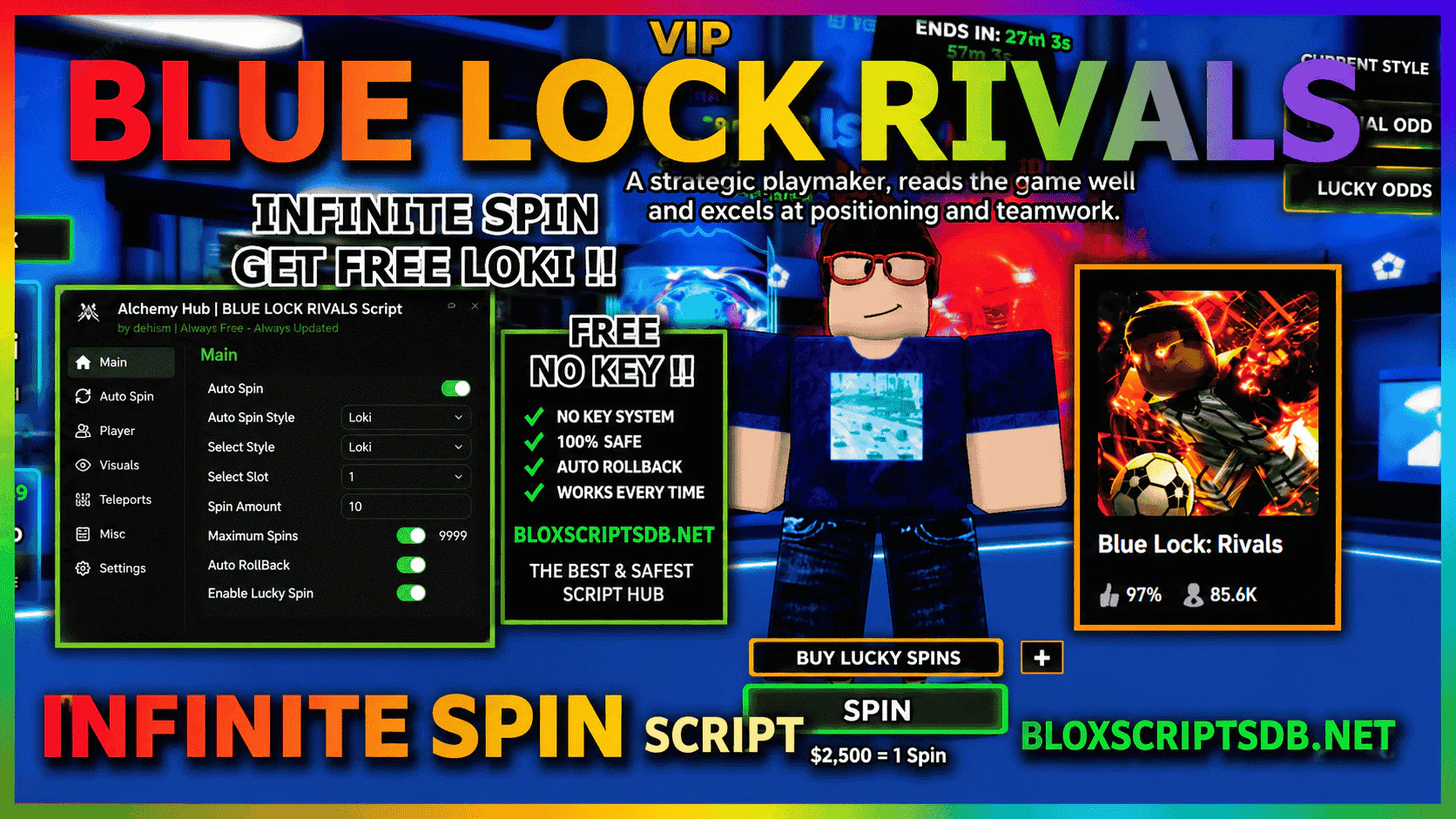 Blue Lock: Rivals Script | Alchemy Hub | INFINITE SPIN, GET FREE LOKI, INF GOAL, AUTO WIN