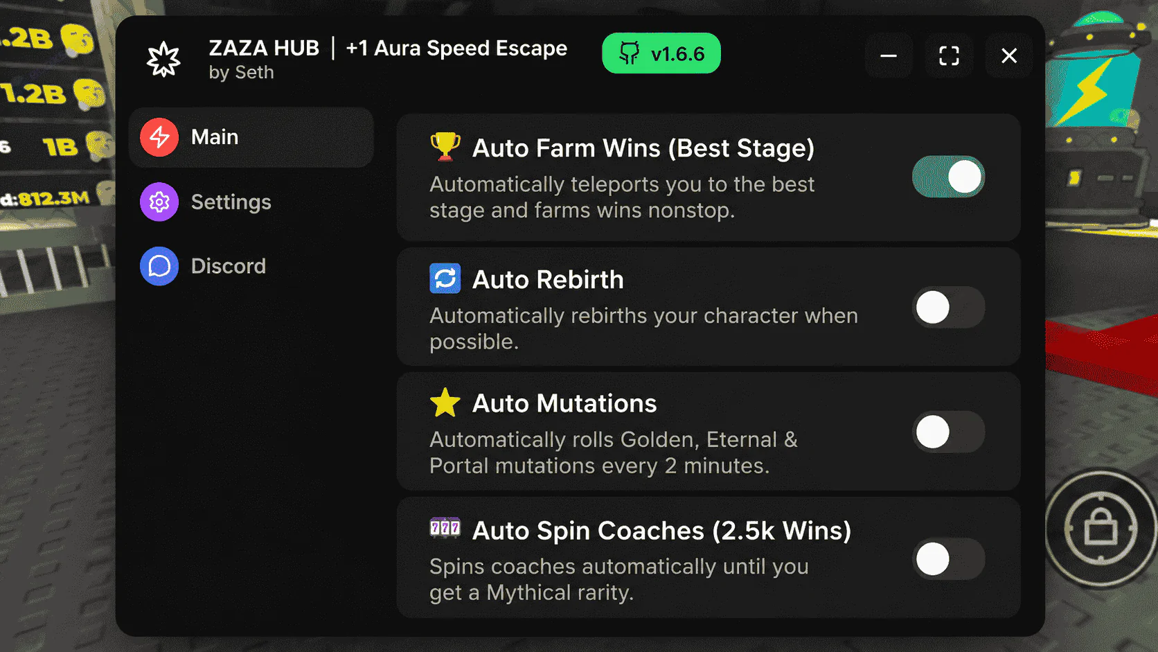 ZAZA Hub +1 Aura Speed Escape Script [Auto Farm Wins, Auto Spin, Auto Rebirth]