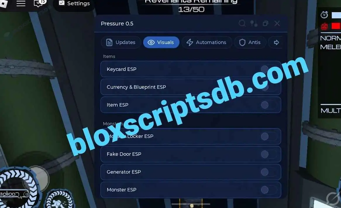 Pressure Script | Normal Player Hub [No Key] | Monster ESP, Loot Aura