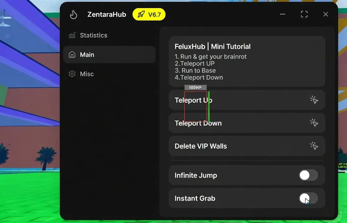 Zentara Hub GUI Escape Tsunami For Brainrots Script