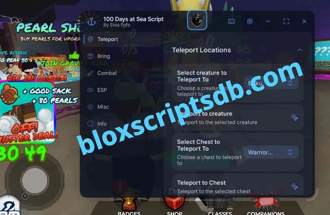 100 Days At Sea Script | Elvis Fofo Hub [No Key] | Bring Items, ESP, Fly Speed