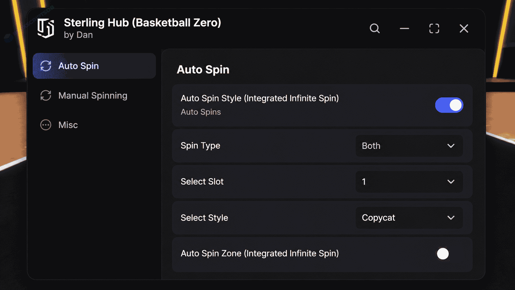 Sterling Hub Basketball Zero Script [Auto Farm, Auto Spin]