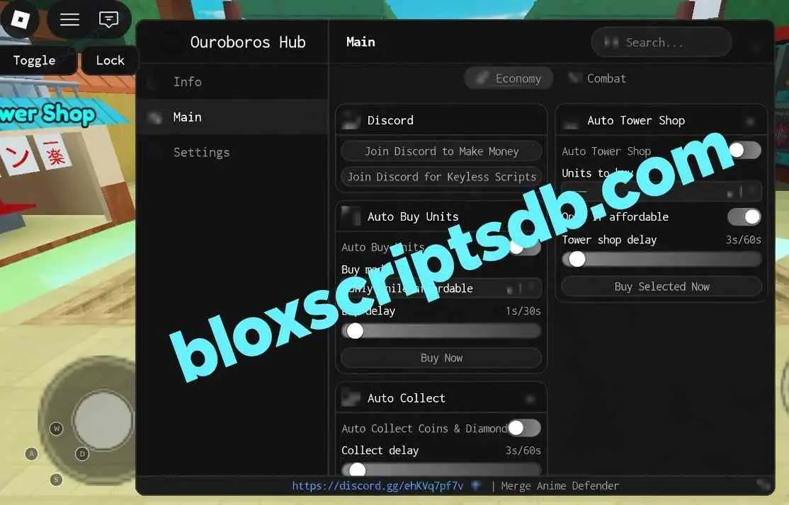 Merge Anime Defender Script [No Key] | Ouroboros Hub | Auto Buy, Auto Collect